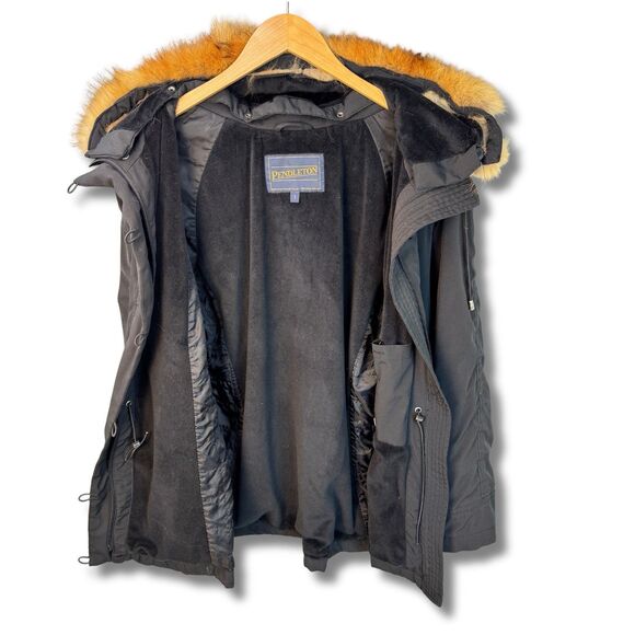 Pendleton Women's Black Parka w/ Real Red Fox Fur Trimmed Hood Small - Picture 8 of 14